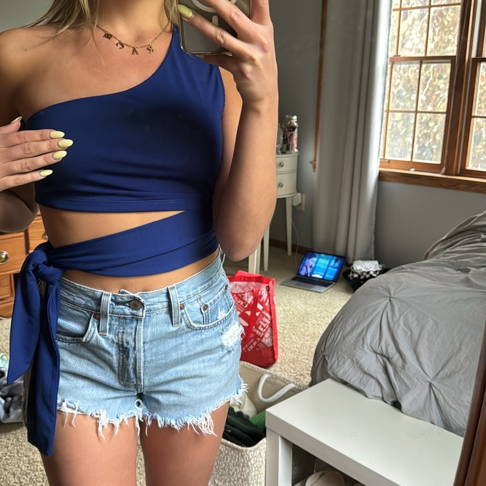 SHEIN Blue Tie Across Top